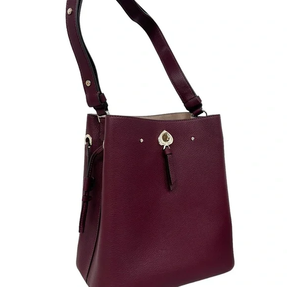 Kate Spade Marti Large Bucket Bag Shoulder Bag Deep Berry Pebbled Leather - Picture 7 of 7